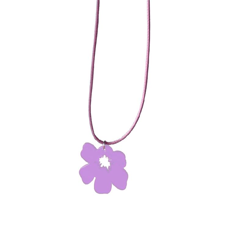 Acrylic Flower Pendant Necklace Adjustable Length Clavicle Chain Handmade Neckchain Accessories for Women and Girls