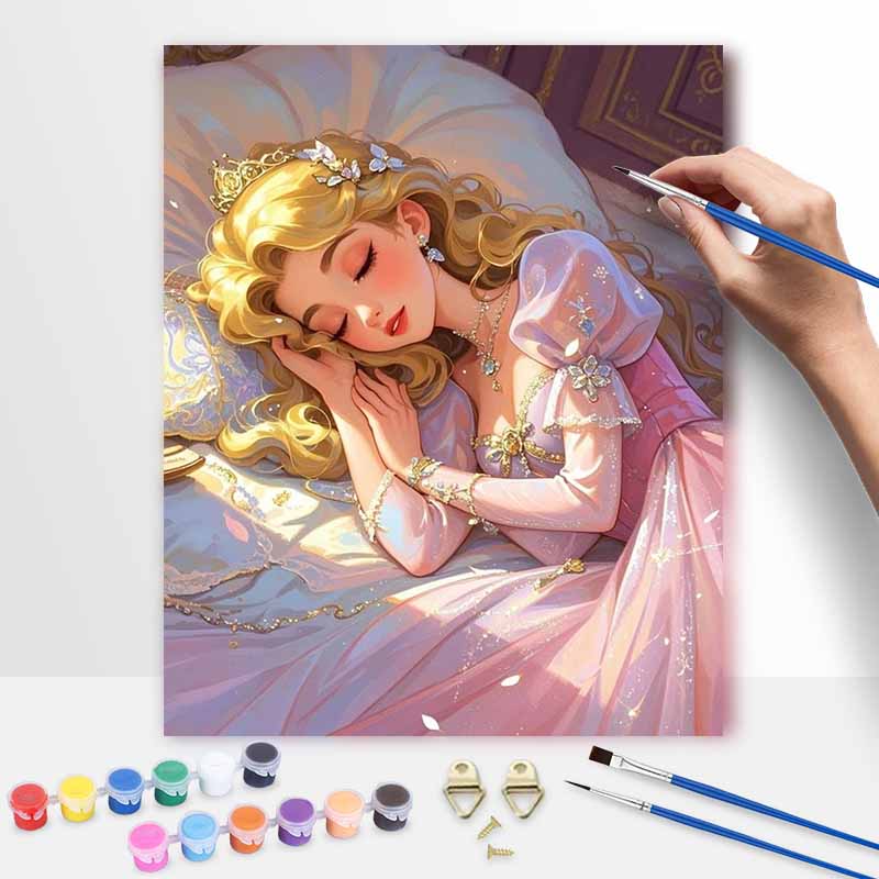 Disney Набор для живописи маслом «Спящая принцесса» на холсте, для самостоятельного оформления дома и в качестве подарка.