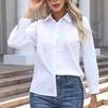 Весна Осень Чистый Хлопок Повседневный Свободный Длинный Рукав Однотонная Рубашка Женские Верхние Блузки и Рубашки