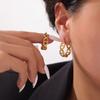 Серьги Niche Design из титановой стали с геометрическим узором, женские серьги в японском стиле с французским ретро-тиснением, позолоченные 18-каратным золотом