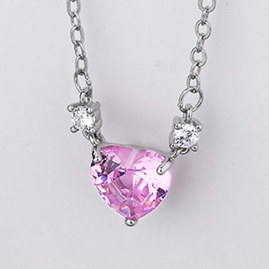 Women Necklace Elegant Temperament Hypoallergenic Gift Fashion Jewelry Shiny Faux Crystal Heart Pendant Ladies Clavicle Necklace for Dating