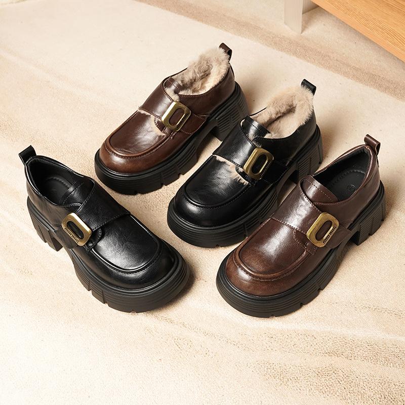Женские туфли на платформе в стиле колледжа из мягкой кожи, женские туфли из маленькой кожи ретро-коричневого цвета для весны и осени