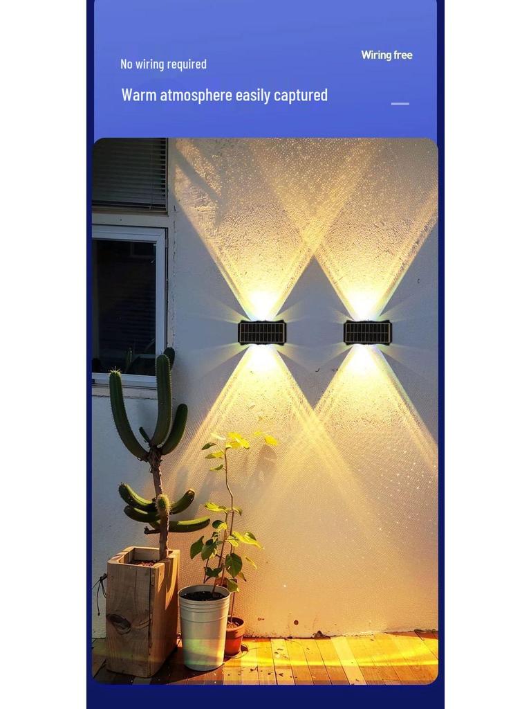 Waterproof Solar Garden Wall Light: Up/Down Outdoor Fence Decor