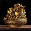 Zhaocai Pure Copper Treasure Pot for Attracting Wealth Three Legged Golden Toad Ornaments Living Room Housewarming Gift