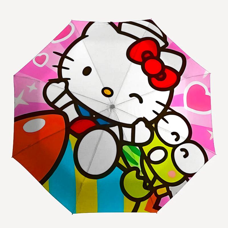 1pc Hello Kitty Automatic Opening/Closing Umbrella with Convenient Three-Fold Design, 8-Bone Iron Frame Outdoor Umbrella - Perfect Gift for Fans, Trav