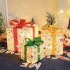 3 шт./набор Рождественские светящиеся подарочные коробки Светодиодная подсветка Штабелируемая вкладываемая коробка с бантом для Рождества Внутреннее Наружное Домашний Двор Газон Декор