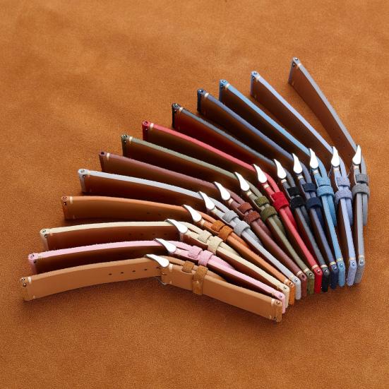 Ремешок для часов с пряжкой из нержавеющей стали, мягкая плюшевая матовая текстура, искусственная кожа, регулируемая длина, нержавейка, однотонный винтажный ремешок для часов с быстрой установкой