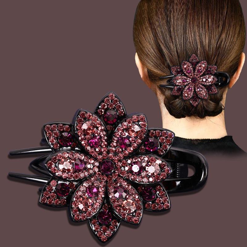 Fashion Flower Large Clip Mom Hair Accessories Hair Clips Simple Rhinestone Diamond Plate Hair Duckbill Clip
