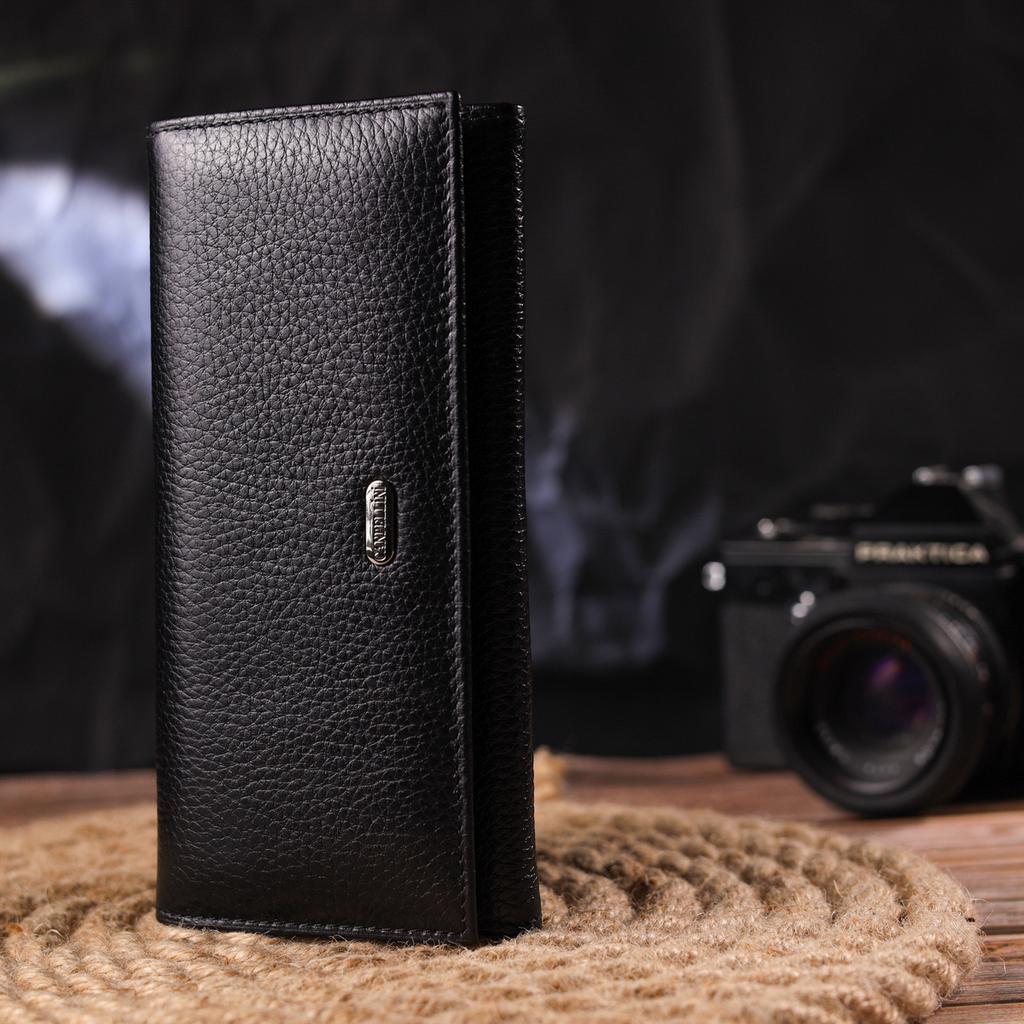 Классический Женский кошелек из натуральной зернистой кожи CANPELLINI Wallet 21658 Черный