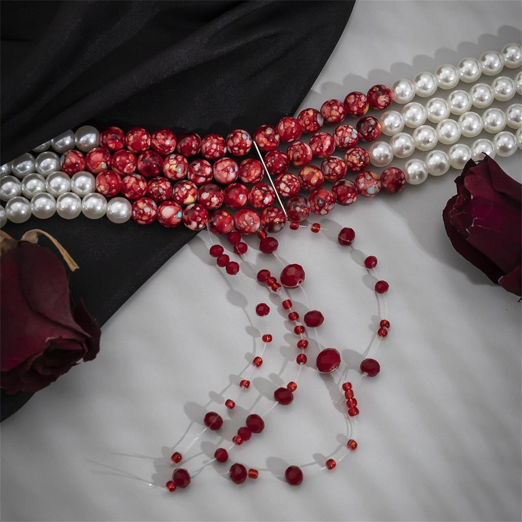 Blood Pearl Necklace, Halloween Gothic Necklace, Pearl Choker Necklace For Women, Dripping Bloody Pearl Necklace Jewelry Halloween Party Costume Gift