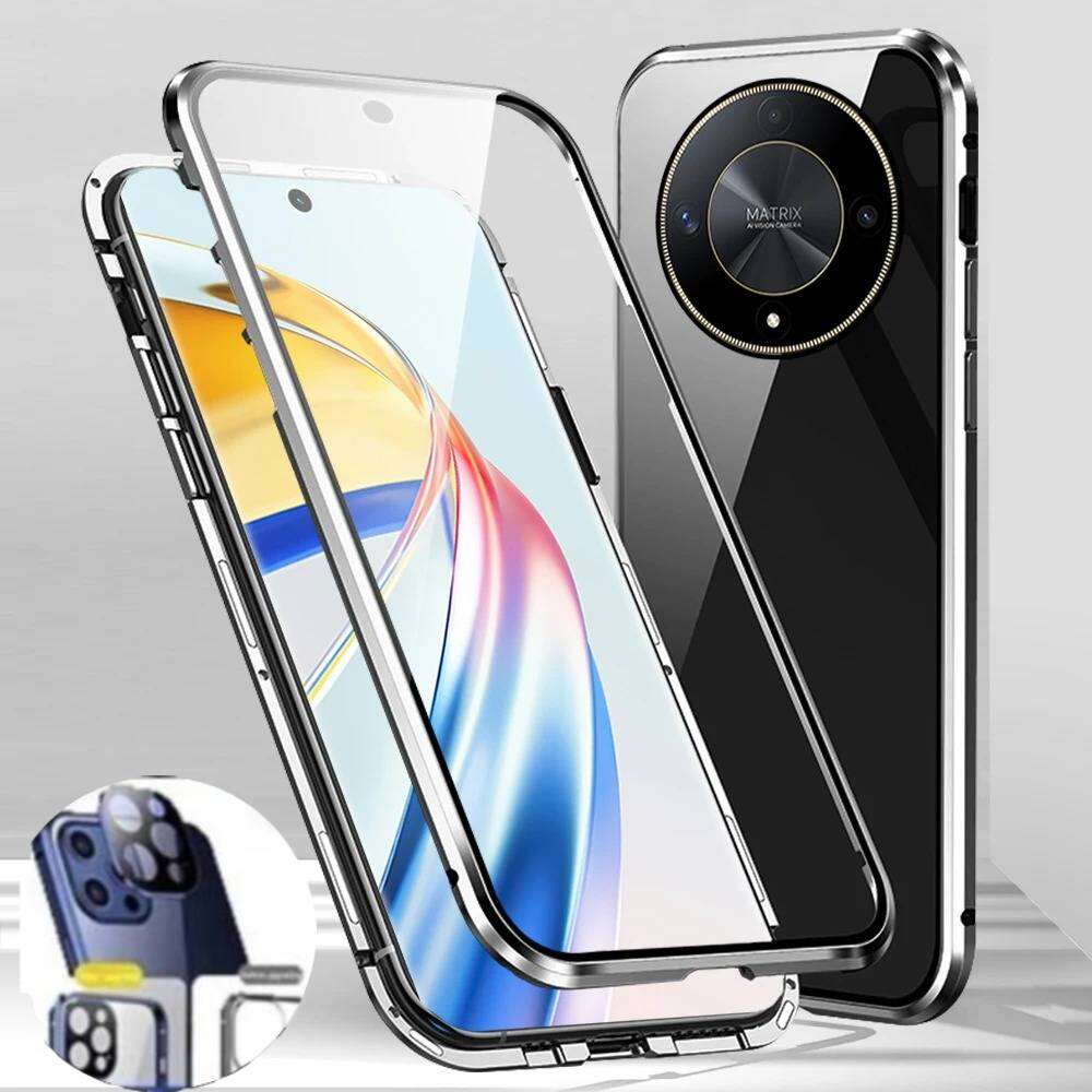 Магнитный чехол для Huawei Honor X9d X9c X9b X9a 5G с металлической рамкой, двухсторонним закаленным стеклом, полной защитой объектива, бамперами для телефона