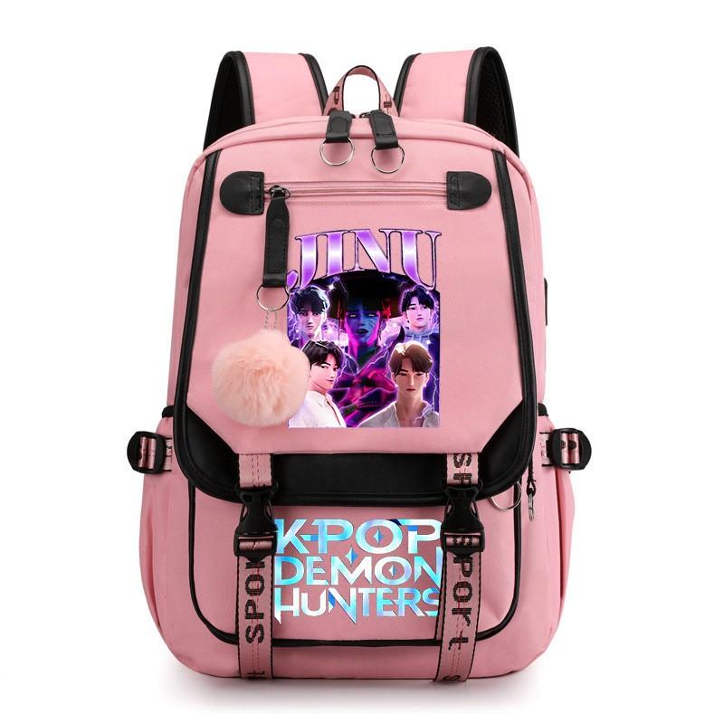 K-Pop Anime Printed Backpack Teens School Bag With Spine Support 20-35L Capacity Oxford Fabric Unisex College Style