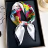 Lily Printed 70 Square Scarf Imitation Silk Sunscreen Scarf Versatile Decorative Scarf Women'S Headscarf Silk Scarf