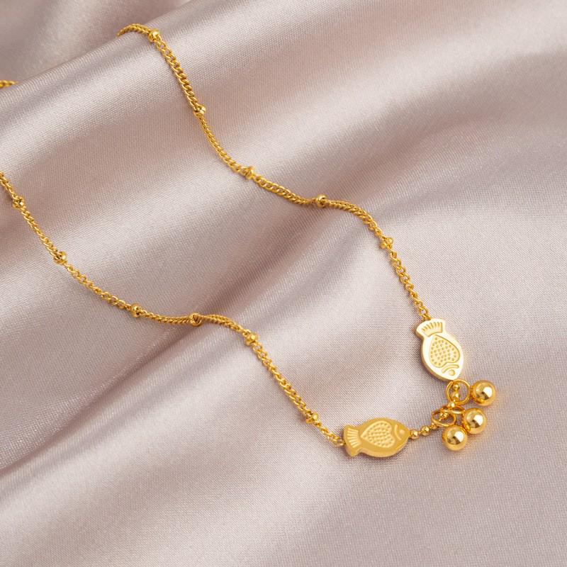 Женское ожерелье из титановой стали с золотым покрытием класса люкс - Не выцветающее, Универсальное, Модное колье-чокер на ключицу.