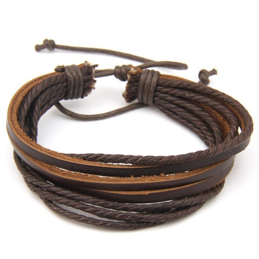 Hand-woven Hand Woven Bracelet Lace Up Multilayer Bracelet Leisure Fashion Leather Bracelet Men