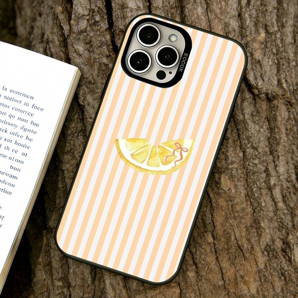Чехол для телефона с рисунком "Лимонная прохлада в полоску" для iPhone 17, 16, 15, 14, 13, 12, 11 Plus, Pro Max, XS, Цветной Посеребренный Внутренний Чехол