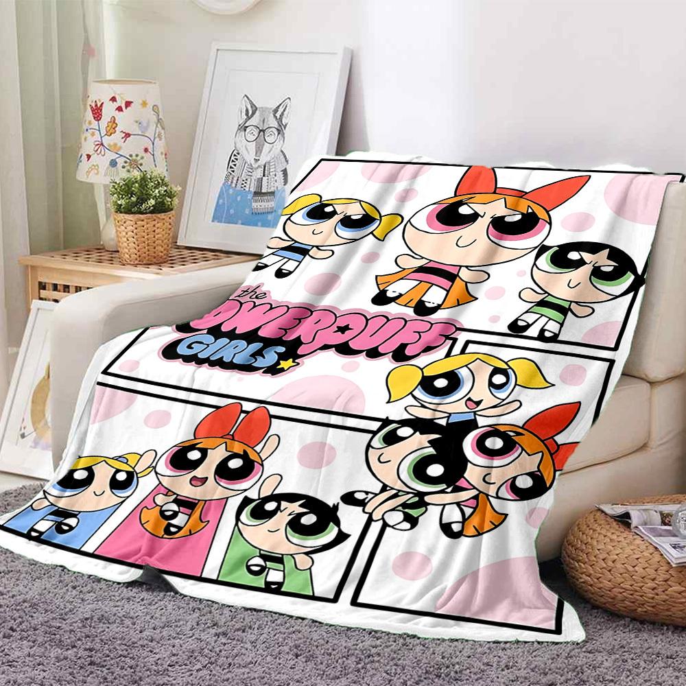 1pc Powerpuff Girls Blanket Lightweight Flannel Blanket Throw Blanket For Sofa, Bed, Travel, Camping, Livingroom, Office, Couch