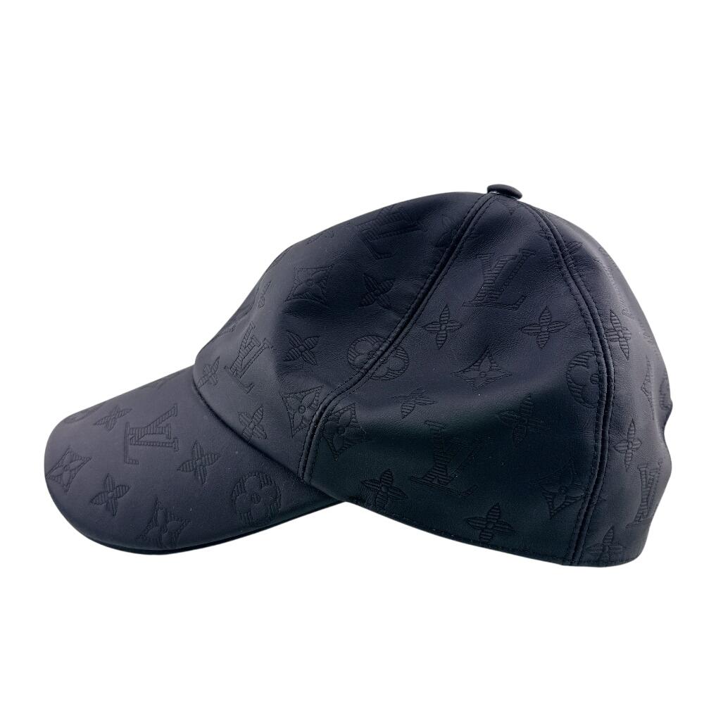 Louis Vuitton M76985 кожаная кепка с монограммой Shadow черная кожа Б/у