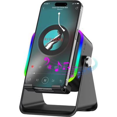 Беспроводная индукционная Bluetooth-колонка 5-в-1 с подставкой для телефона, стереозвуком, аккумулятором 3500 мАч, RGB-подсветкой, держателем на 360° – Подарок для мужчин и женщин
