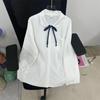 Preppy Style Women's Blouse Spring and Autumn Solid Color Versatile Women's Peter Pan Collar Shirt Casual Loose Tops