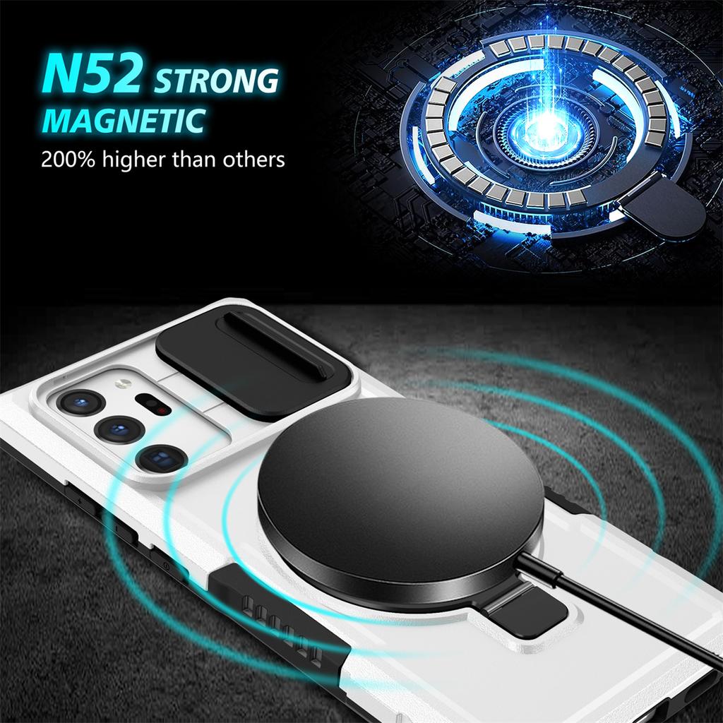 Magnetic Ring Wireless Charging Case For Samsung Galaxy S24 S23 S22 S21 Plus PLUG Ultra Stand Holder Back For Samsung Camera Lens Protect Cover