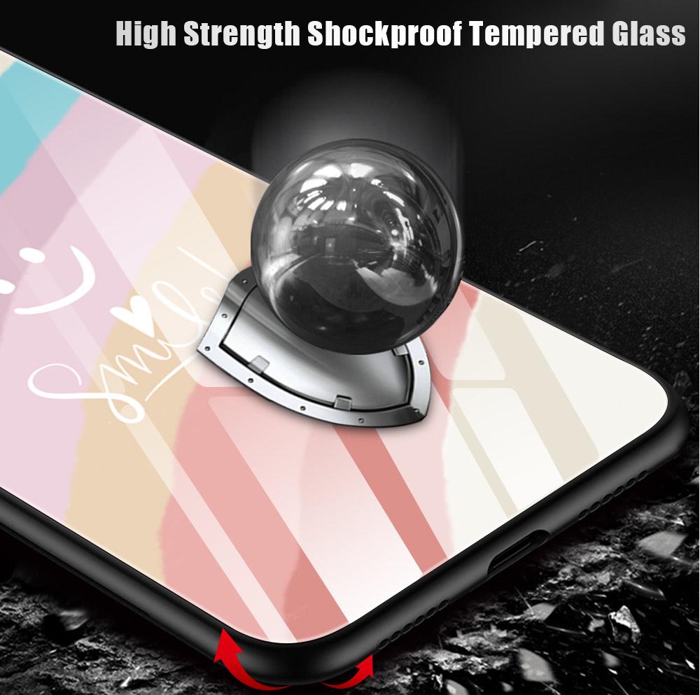 For Samsung A15 A35 A55 A73 S24 Xiaomi 13T 12T 11T Redmi Note 13 12 11 Pro 12S iPhone 16 Rainbow Smile Pattern Shockproof Tempered Glass Phone Case