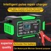 12V/6A Car Battery Charger Touch Screen Full Automatic Pulse Repair for Motorcycle Moto Lead Acid AGM Gel VRLA Smart Fast Power Charging