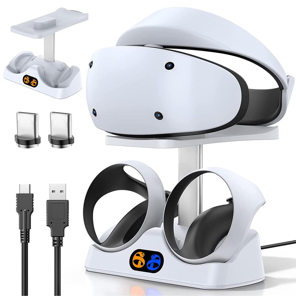 Controller Charging Dock for PS5 VR2 for PSVR 2 with VR Headset Stand LED Indicator 2 Magnetic Clasp