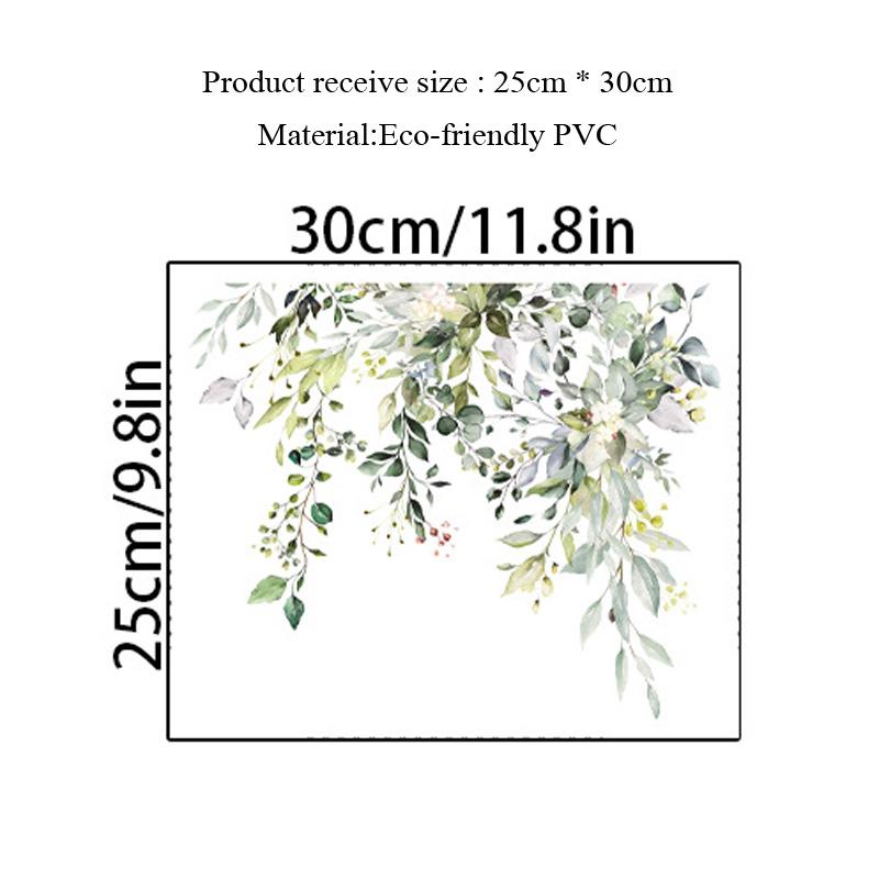 Green Plant Leaves Flower Toilet Stickers Bathroom Wall Decor Decals Living Room Home Decoration Beautify Self-Adhesive Poster
