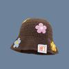 Crochet Flower Knitted Hat Korean Style Bucket Hat Cute Beanies Hat  Girls