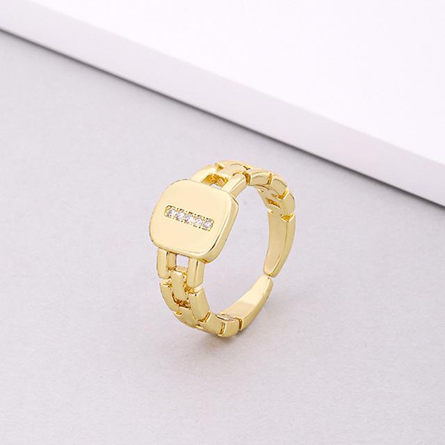 Initial Letter Ring Women Trendy Adjustable Pave Micro Zirconia Hollow Finger Ring For Women Jewelry Gift