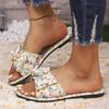 Цветочные тапочки Женские летние новые тапочки для пляжа с бантом Нежные тапочки на плоской подошве