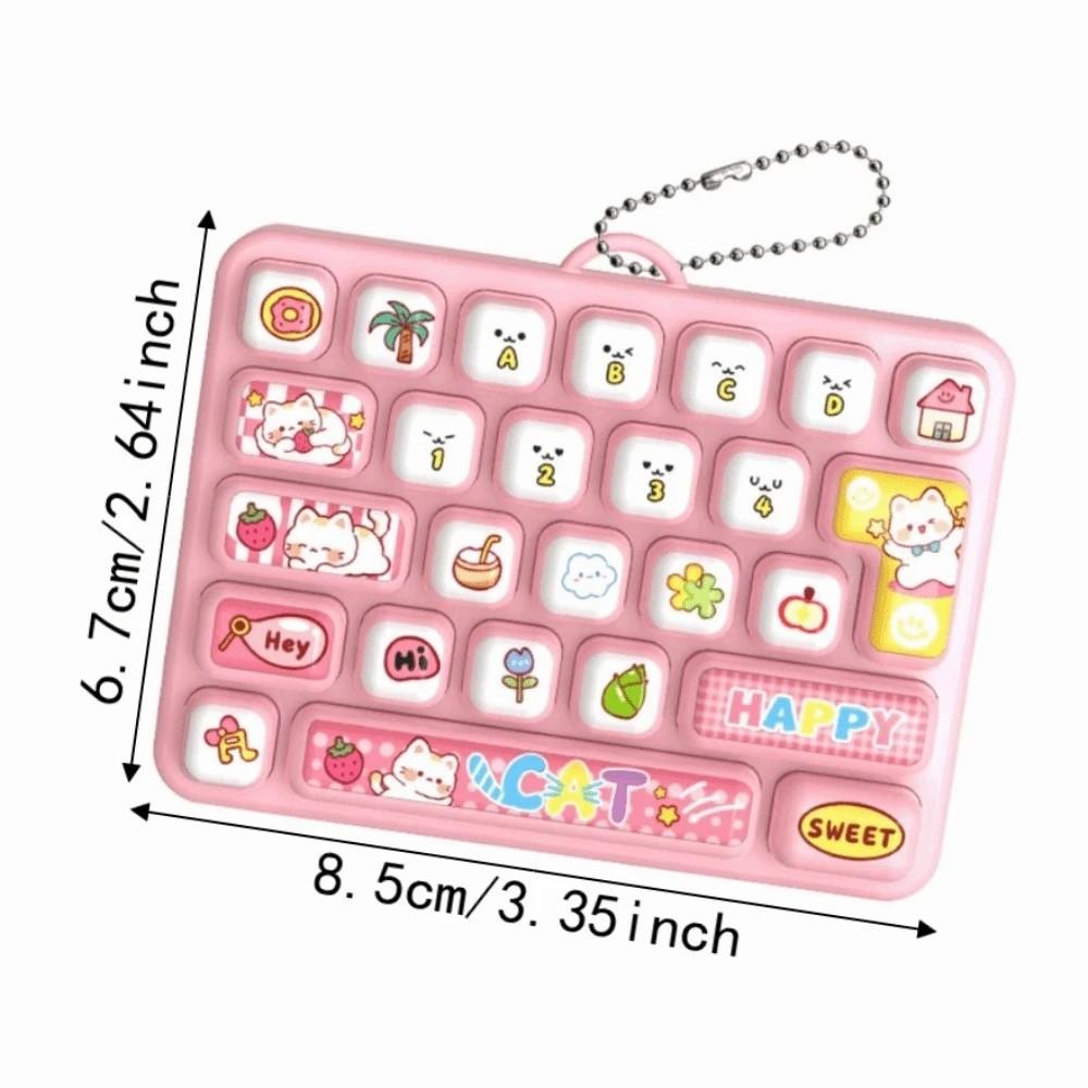 Cartoon 26 Keys Keyboard Keychain Animals Stress Relief Fidget Toy Backpack Decor