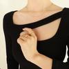 Cold Wind Temperament Double-Layer Blade Snake Bone Chain Necklace Female, Minimalist Gold-Plated Collarbone Chain