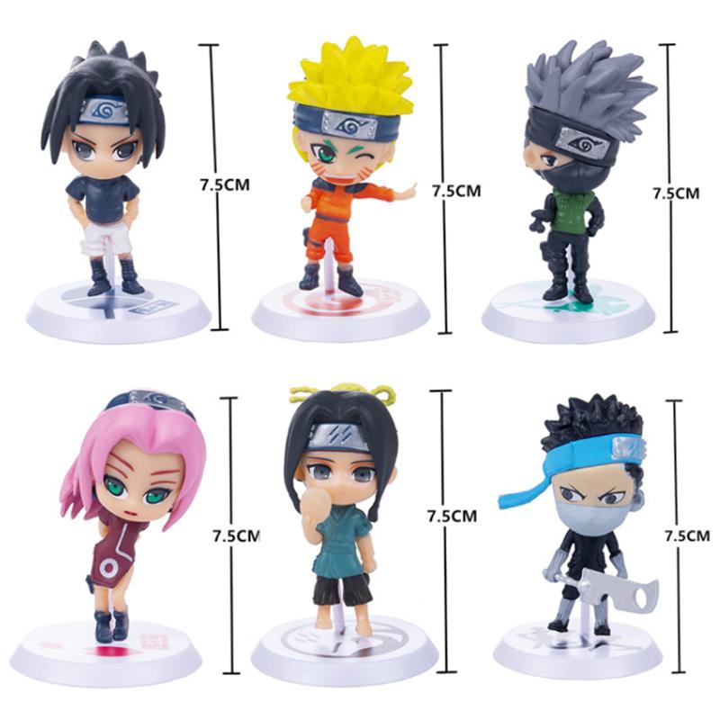 Naruto Figures Anime Model Sasuke Kakashi Gaara  Sakura Q Version PVC Cute Doll Kids Gift Bulk Buy Lots Toys