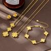 Модный набор ювелирных изделий с золотыми цветами: Ожерелье, Серьги, Браслет - Прочные, Стильные Женские Аксессуары