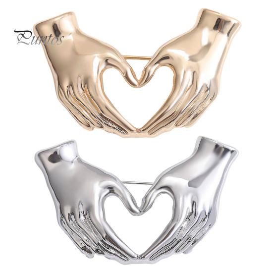 Creative Hands-in-Heart Brooch Pin Simple Elegant Retro Sweater Pin Suit Lapel Badge Coat Accessories