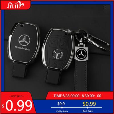 Чехол-оболочка из сплава и кожи для автомобильного ключа Mercedes Benz A B R G Class GLK GLA GLC GLR W204 W251 W463 W176 Защитный Ac