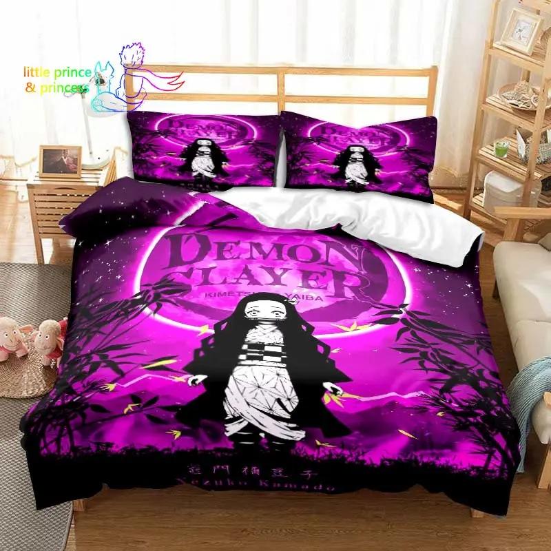 3D K-Kamado N-Nezukos Anime D-Demon S-Slayers Bedding Set Single Twin Full Q-Queens King Size Bed Set Aldult Kid Bedroom 3D Print