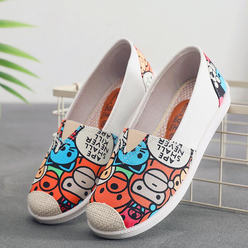 25 Women's Canvas Shoes Casual Versatile Daily Single Shoes Flat Bottom Shallow Mouth Fisherman Shoes Non-slip Soft Sole