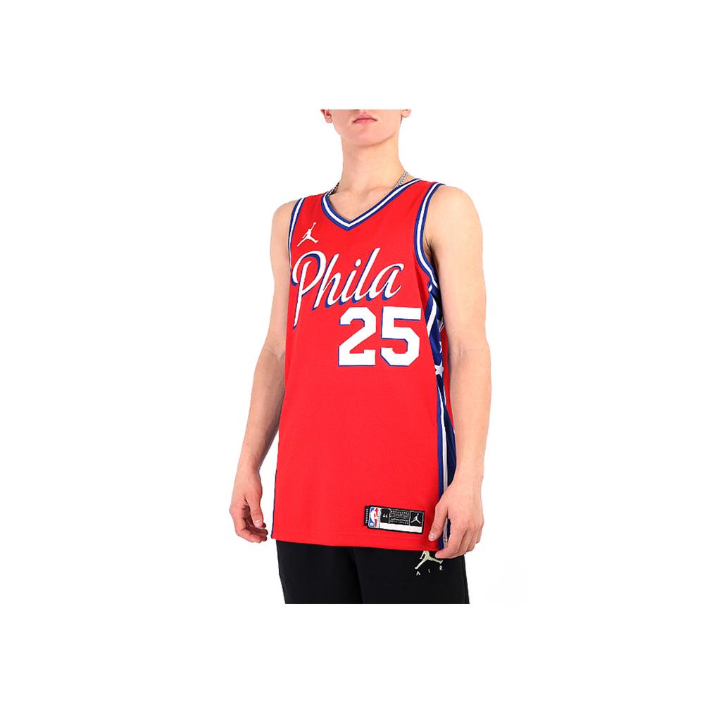 Jordan Basketball Jersey Fan Edition 2020 Season Philadelphia 76ers #25 Ben Simmons Men Tops University-Red CV9490-660