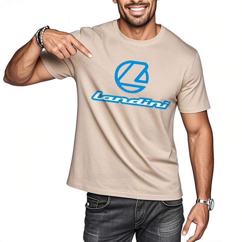 Rock tshirt Brand Solid Color Tshirt Landini Logo On Black Daily Wear Crew Neck Tshirt Classic Daily Wear Breathable Tee