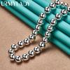 925 Sterling Silver 8mm Bead Chain 18 Inch Necklace For Women Wedding Party Fashion Charm Jewelry