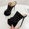 Eilyken Sexy Summer Extreme Stiletto High Heels Platform Woman Slippers Design Style Rivet Peep Toe Party Female Shoes