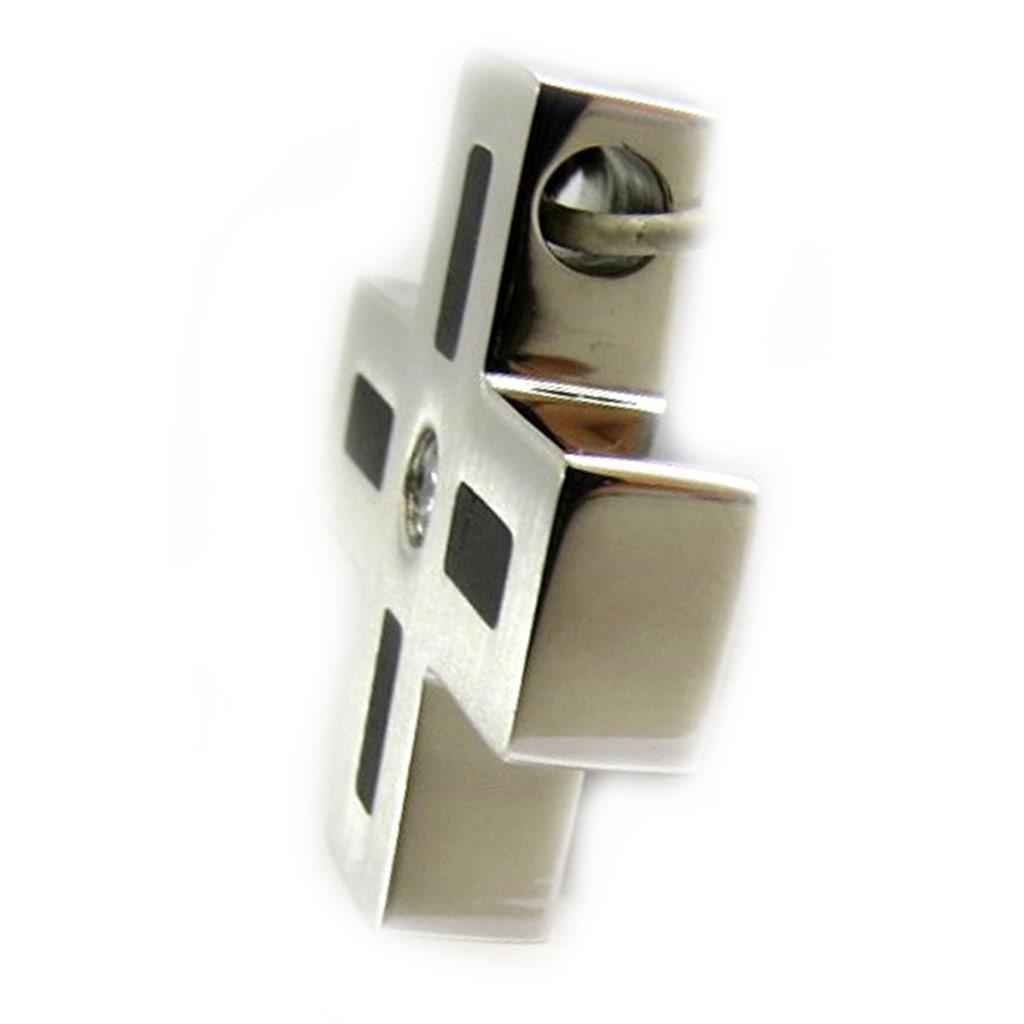 Les Trésors De Lily [E4245] - Men's 'Cross' Pendant White Black