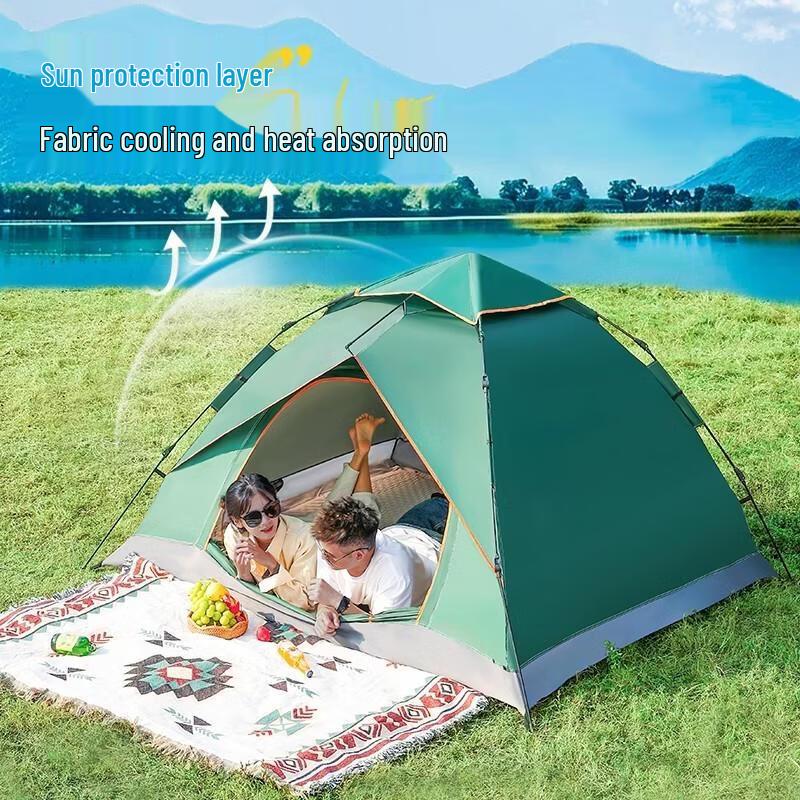 HANDUNYOU 3-4 Person Automatic Hexagonal Camping Tent