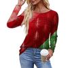 Ladies' Casual Fashion Printed Round Neck Long Pleated T-shirt Top Christmas