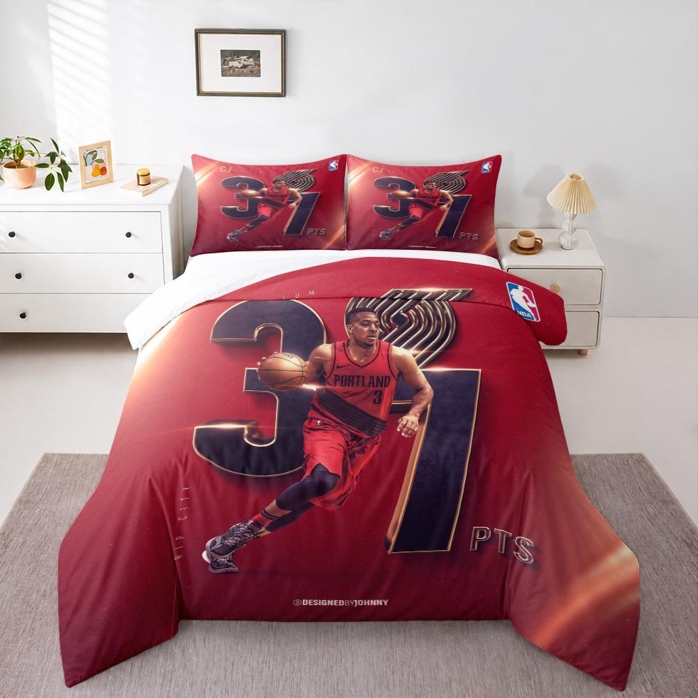 "Basketball Player Red-Themed Sports Design Bedding set (1 duvet cover, 2 pillowcases, duvet not included) sofas"