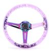 KIMISS Car Racing Steering Wheel with Horn Clear New Sport Steering Control for and UTVs 14-inch Button, Acrylic, ATVs, Karts,