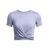 UA Motion Crossover Solid Logo Knot Design Round Neck Short Sleeve T-Shirt Women Tops Light-Blue Purple 1383647-539